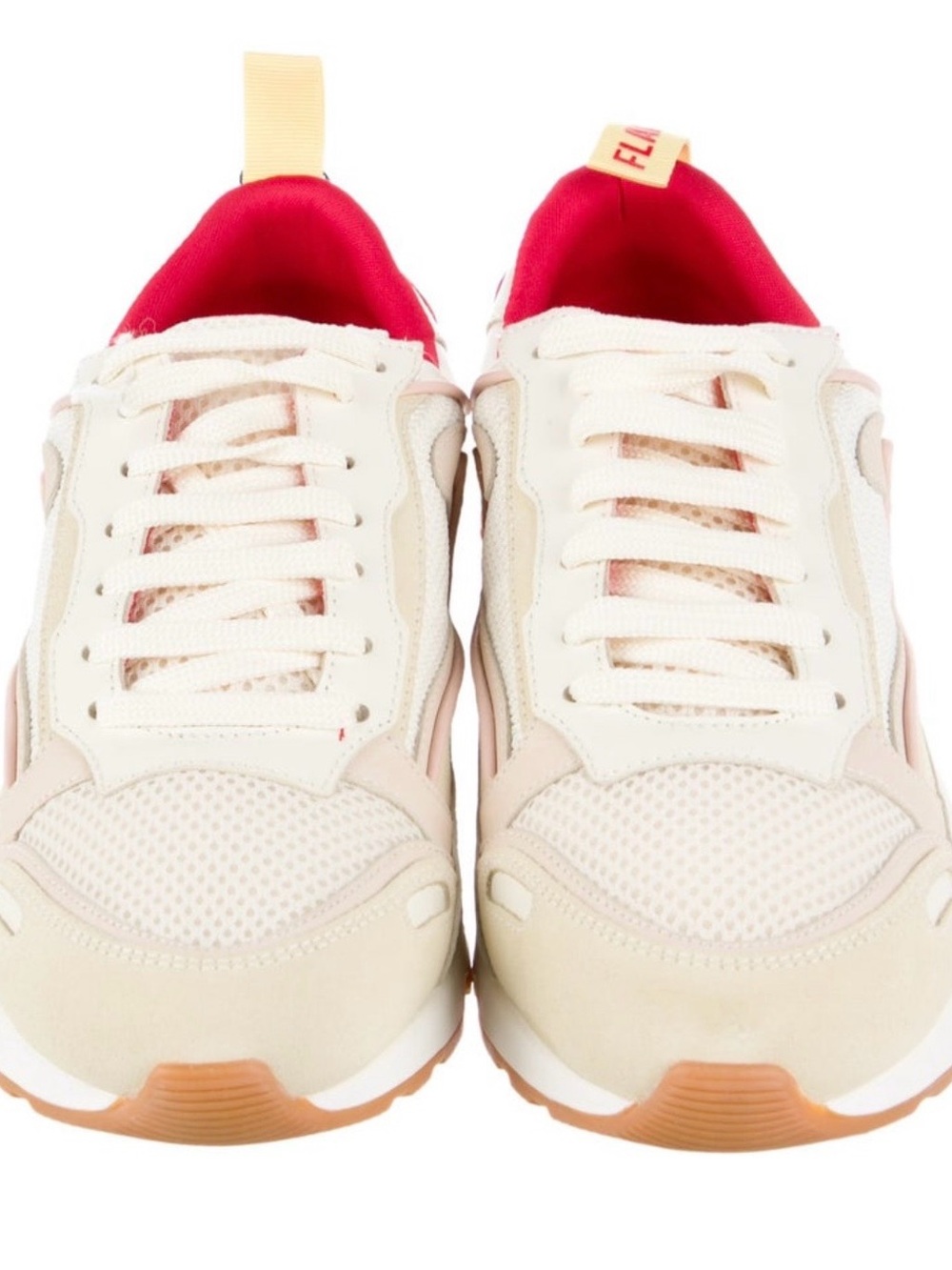 Sandro Flame White Sneakers with Red Lining and Yellow Pull Tab - Picture 14 of 15